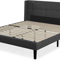 ZINUS Dori Upholstered Platform Bed Frame with Wingback Headboard, King - $165