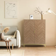 Anmytek 2 Door Wood Accent Storage Cabinet, 43" H Natural Oak - $115