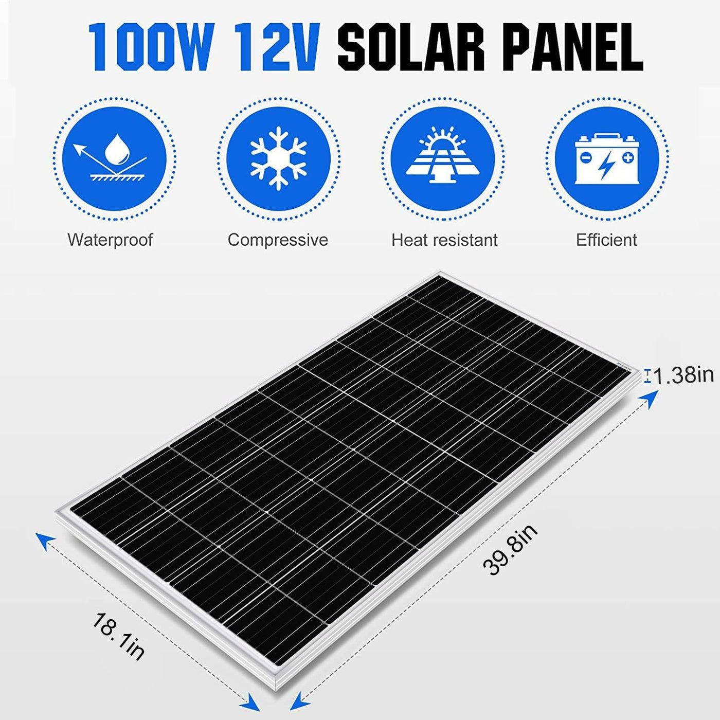 ECO-WORTHY 100 Watt 12 Volt Solar Panel Kit - $60