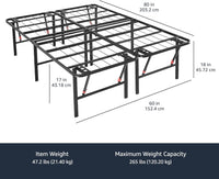 Amazon Basics Bed Frame with Storage, Foldable Metal Platform, Queen Size, Black - $60