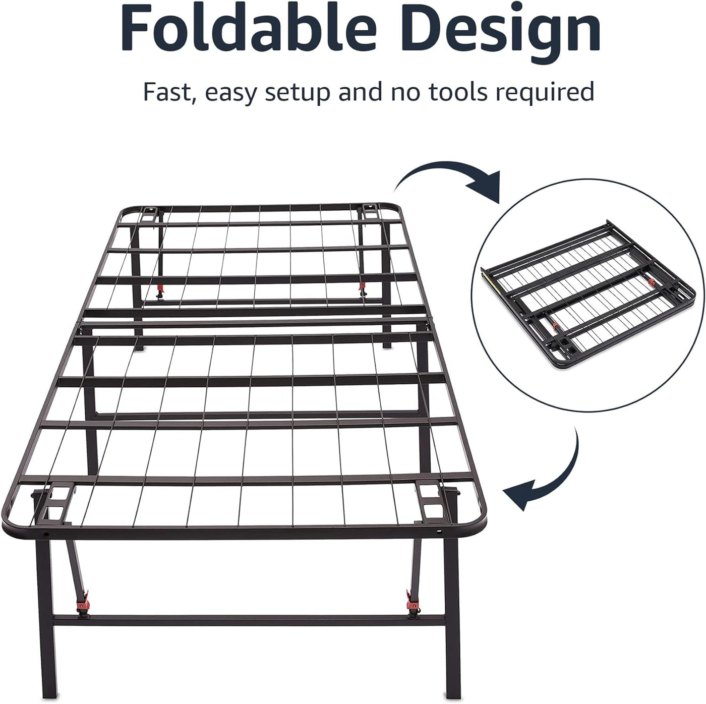 Amazon Basics Foldable Metal Platform Bed Frame with Tool Free Setup, King - $80