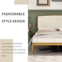 YUHUASHI Platform Metal Bed Frame, Simple Design (Beige & Gold, Full) - $325