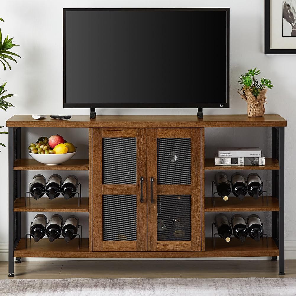 Industrial Wine Bar Cabinet Coffee Bar Cabinet for Liquor Glasses - $165