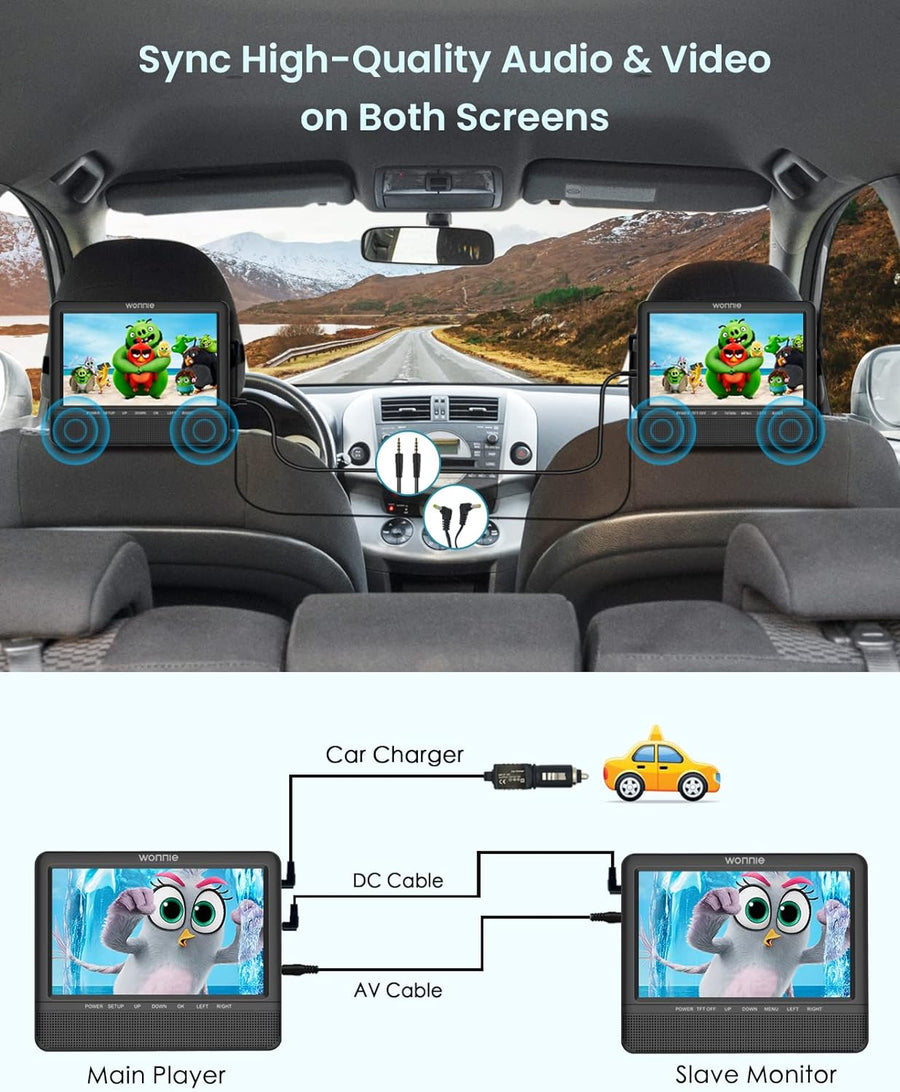 WONNIE 7.5'' Dual Car DVD Player - $45