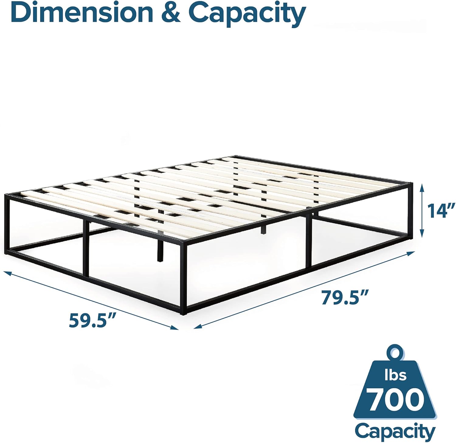 ZINUS Joseph 14" Metal Platforma Bed Frame, Mattress Foundation, Queen - $85