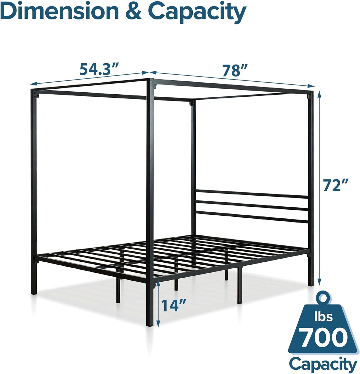 ZINUS Patricia Black Metal Canopy Platform Bed Frame, Full - $110