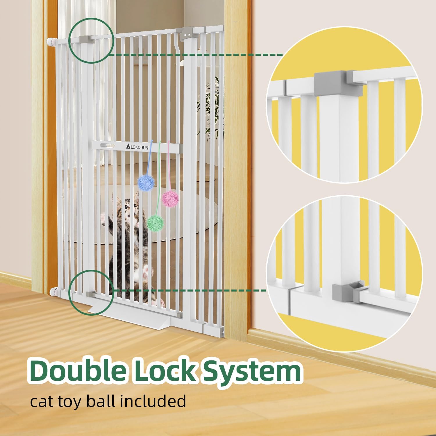 60" Extra Tall Cat Gate,30-40" Extension Wide Cat Gate for Doorways No Climb - $110