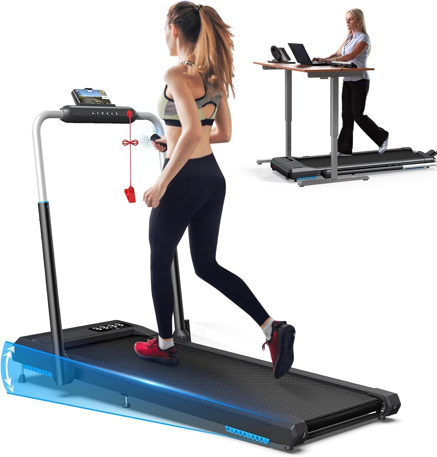 12% Incline Walking Pad Treadmills, Under Desk Treadmill 340+lb Capacity - $235