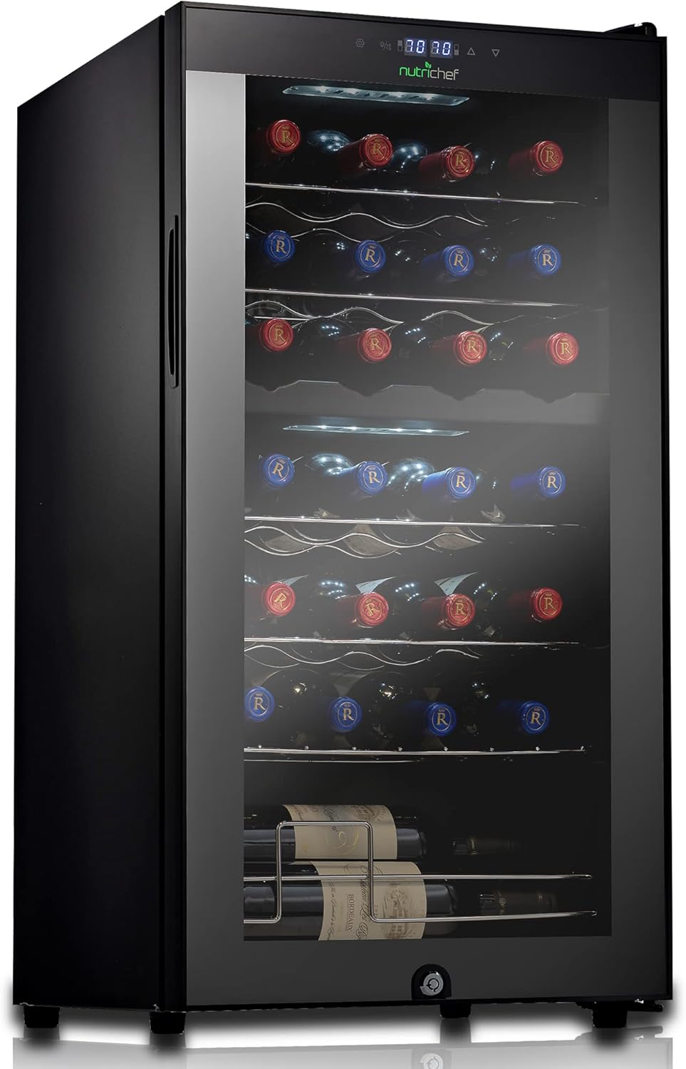NutriChef PKCWCDS285 28 Bottle Fridge | Dual Zone Chiller | Adjustable Temperature - $285