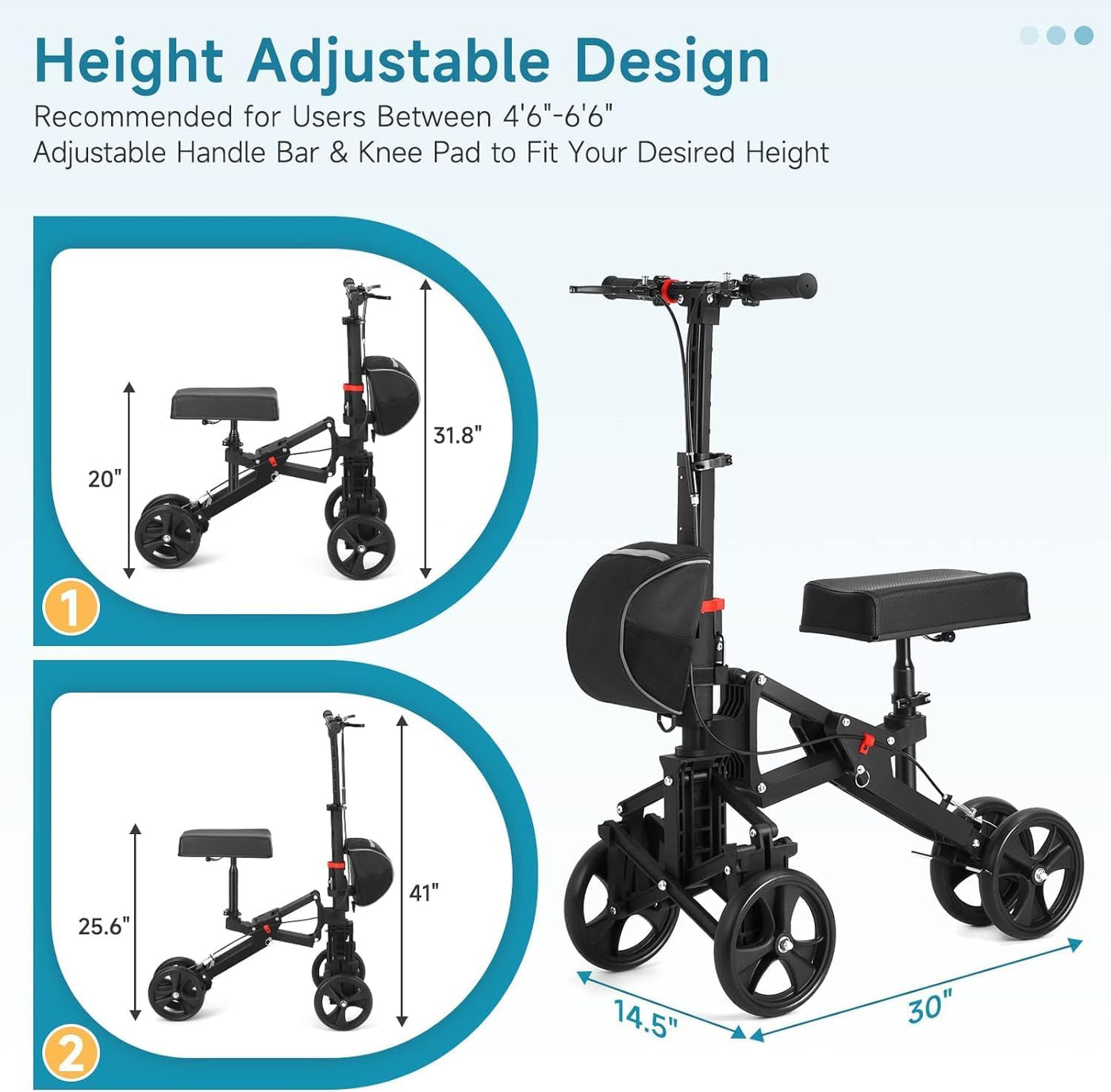 Dr.WhitZard Knee Scooters for Foot Injuries Foldable Lightweight Knee Walker - $85