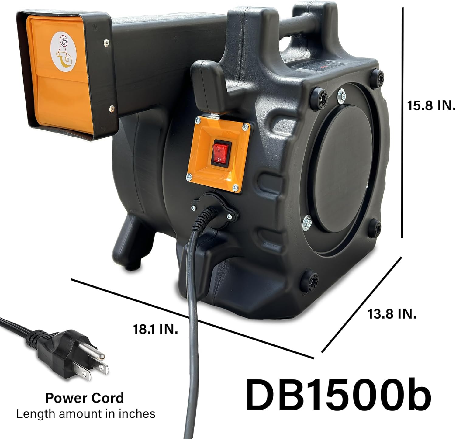 JumpOrange 1.5 HP Orange Inflatable Blower - 16G, Stackable Design, 25ft Cord - $145