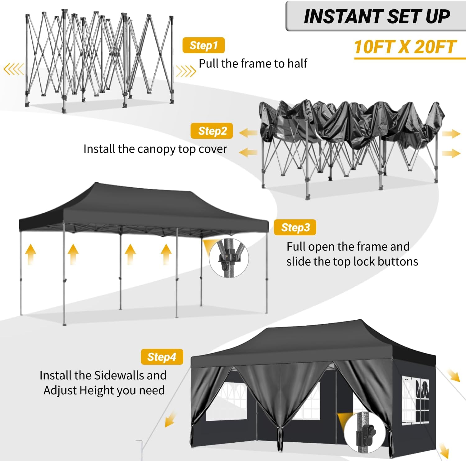 Pop Up Canopy 10x20,Heavy Duty Commercial Canopy Tent, Waterproof Outdoor Canopy - $210