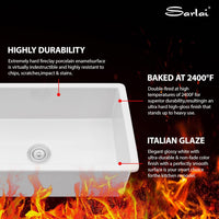 Sarlai 32 Inch White Undermount Sink Fireclay 32x19 Inch White Kitchen Sink - $190