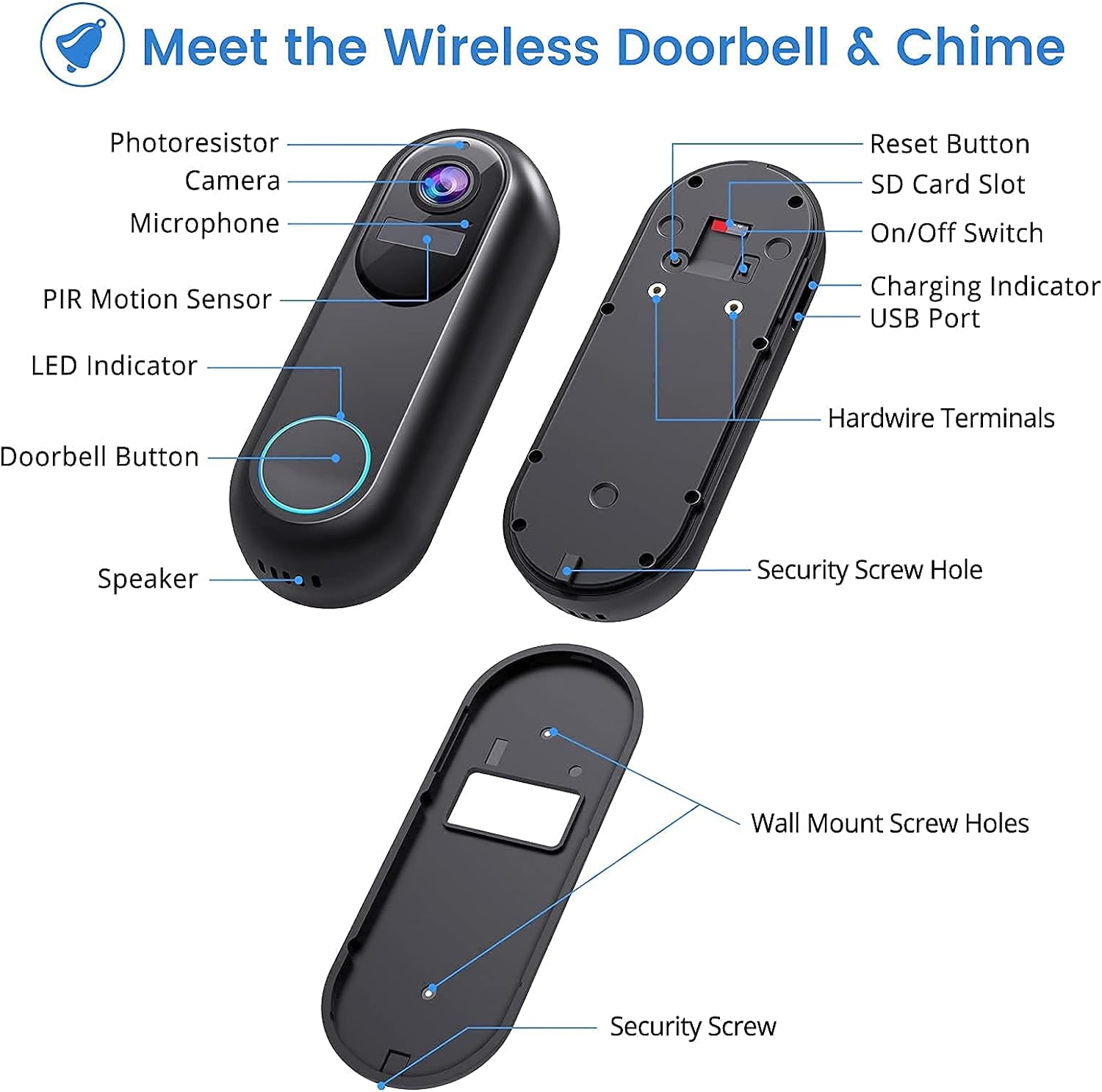 Morecam J2 Wireless Doorbell Camera with Wireless Chime - $70