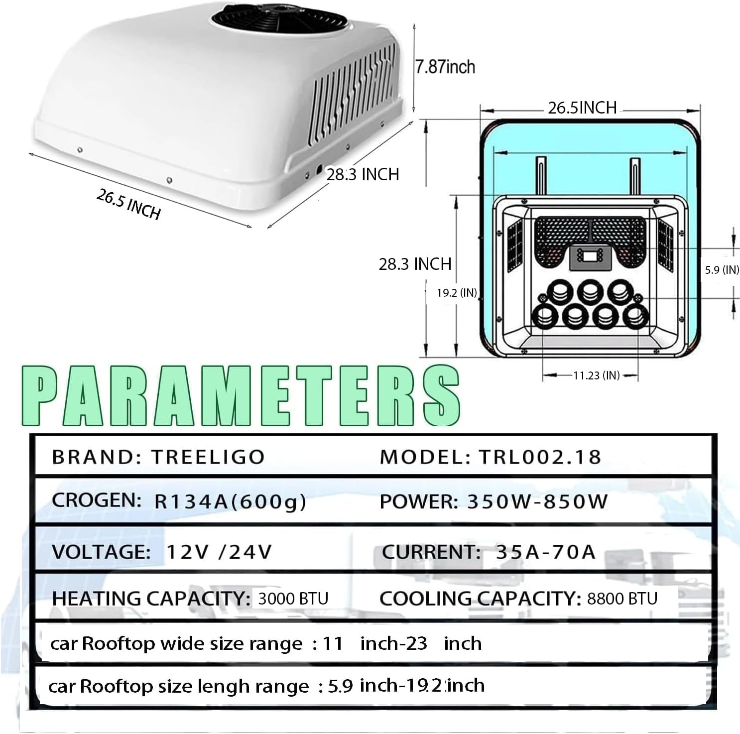 12V Rooftop dc Air Conditioner - Roof A/C Unit, Non-duct | Heating & Cooling - $425