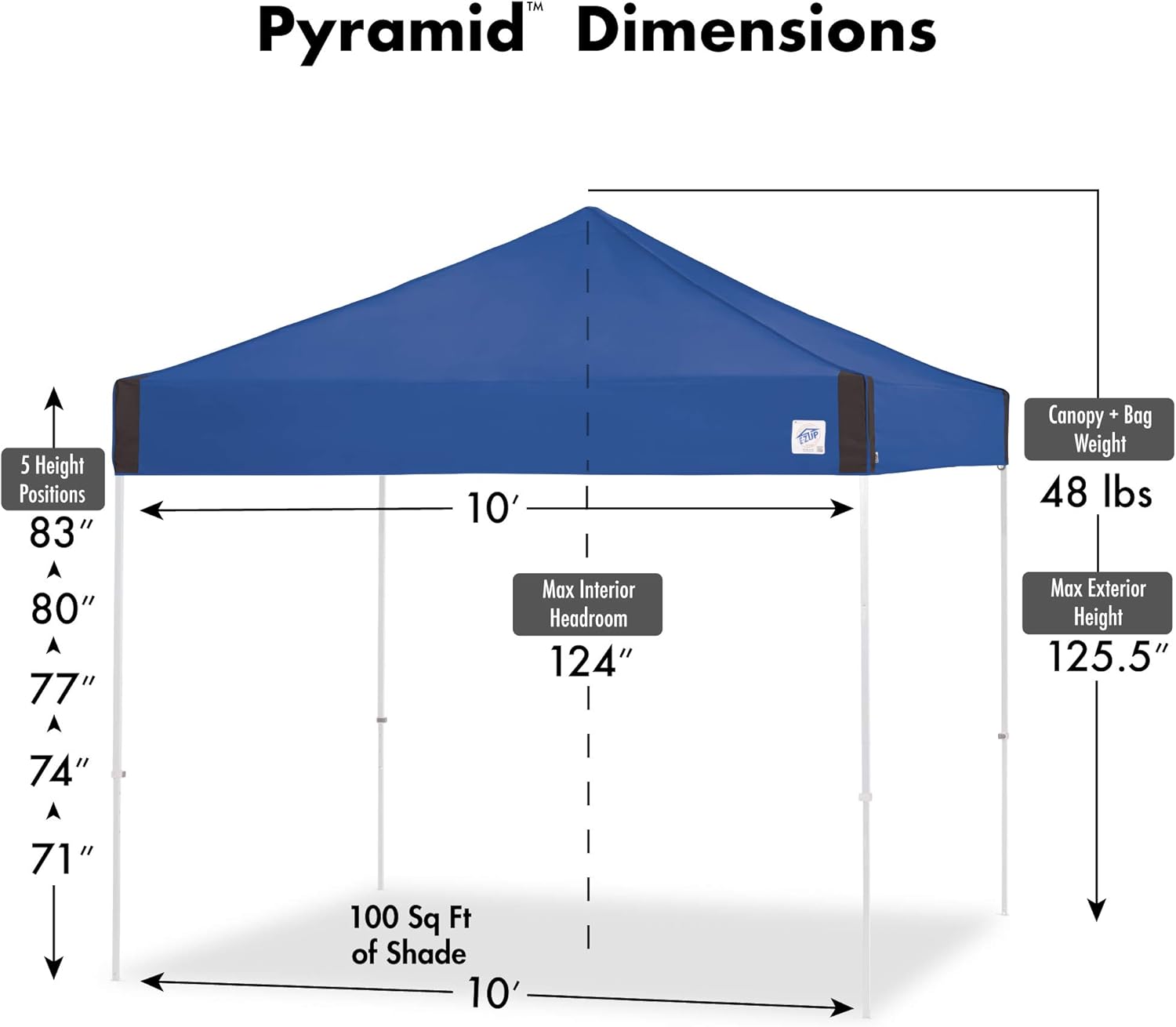 E-Z UP Pyramid Instant Shelter Canopy, 10' x 10' with Wide-Trax Roller Bag - $180