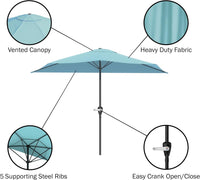 Half Umbrella Outdoor Patio Shade - 9 ft Patio Umbrella with Easy Crank (Blue) - $25