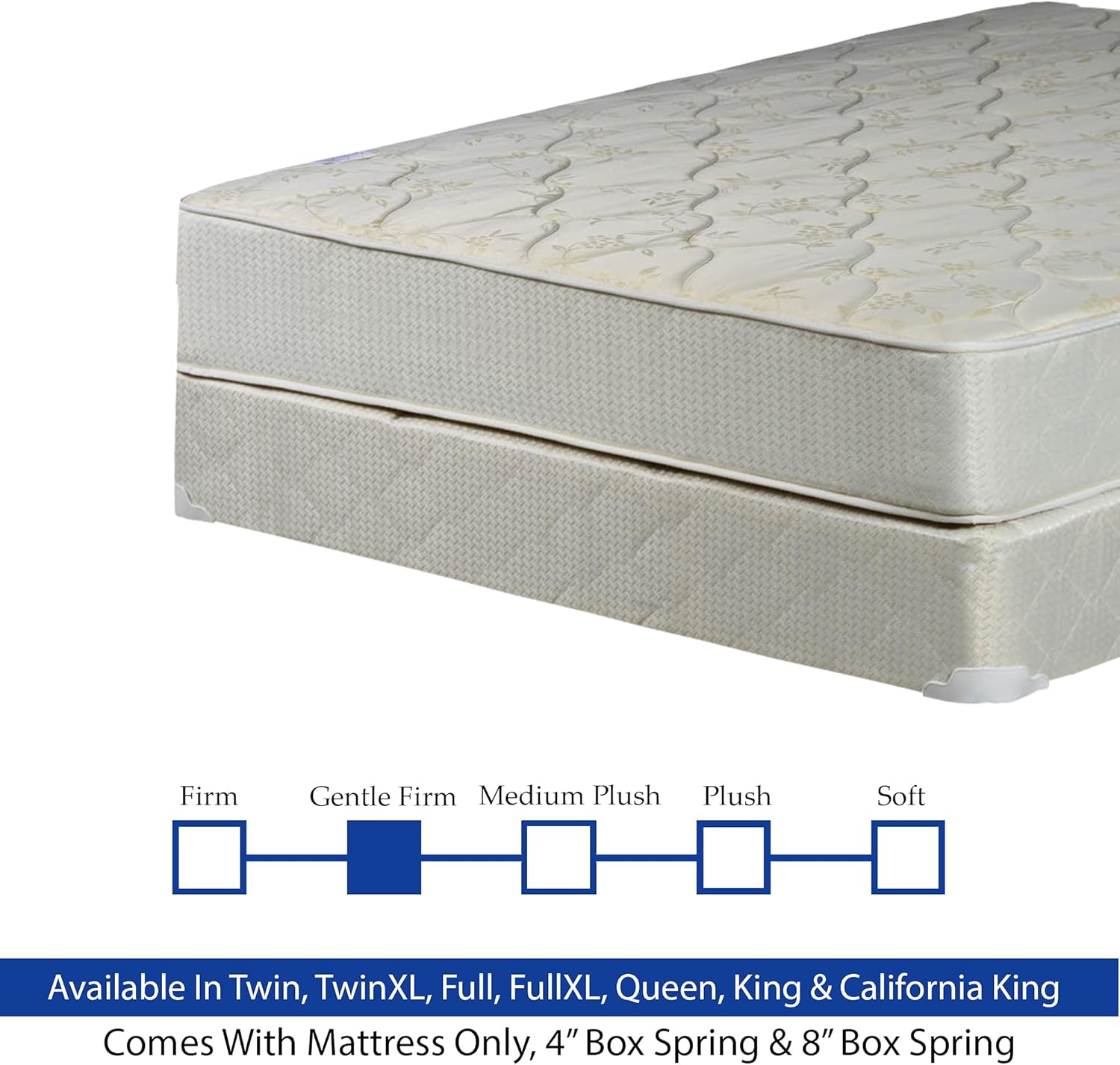 9-Inch Innerspring Mattress & 8" Wood Box Spring Set with Frame, Full, Beige - $235