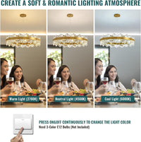 Siljoy 20-Light Modern Crystal Chandeliers, Large Brushed Gold 2-Tiers Raindrop - $590