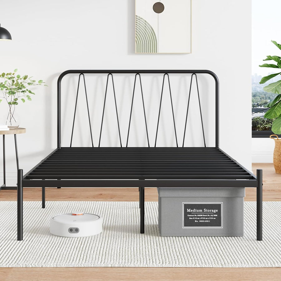 Novilla Full Size Bed Frame, 14 Inch Metal Platform Bed Frame, Black - $75