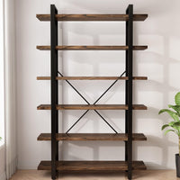 Solid Wood Bookcase and Book Shelves Wood and Metal Shelving Unit 5 Tier - $170