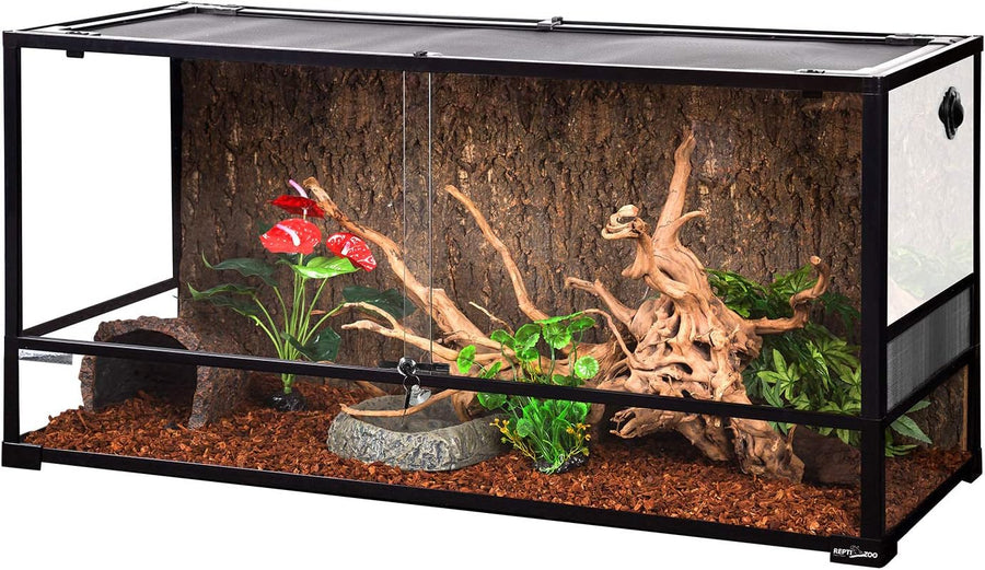 REPTI ZOO 85 Gallon Large Reptile Tank, Wide & Tall Tempered Glass - $230