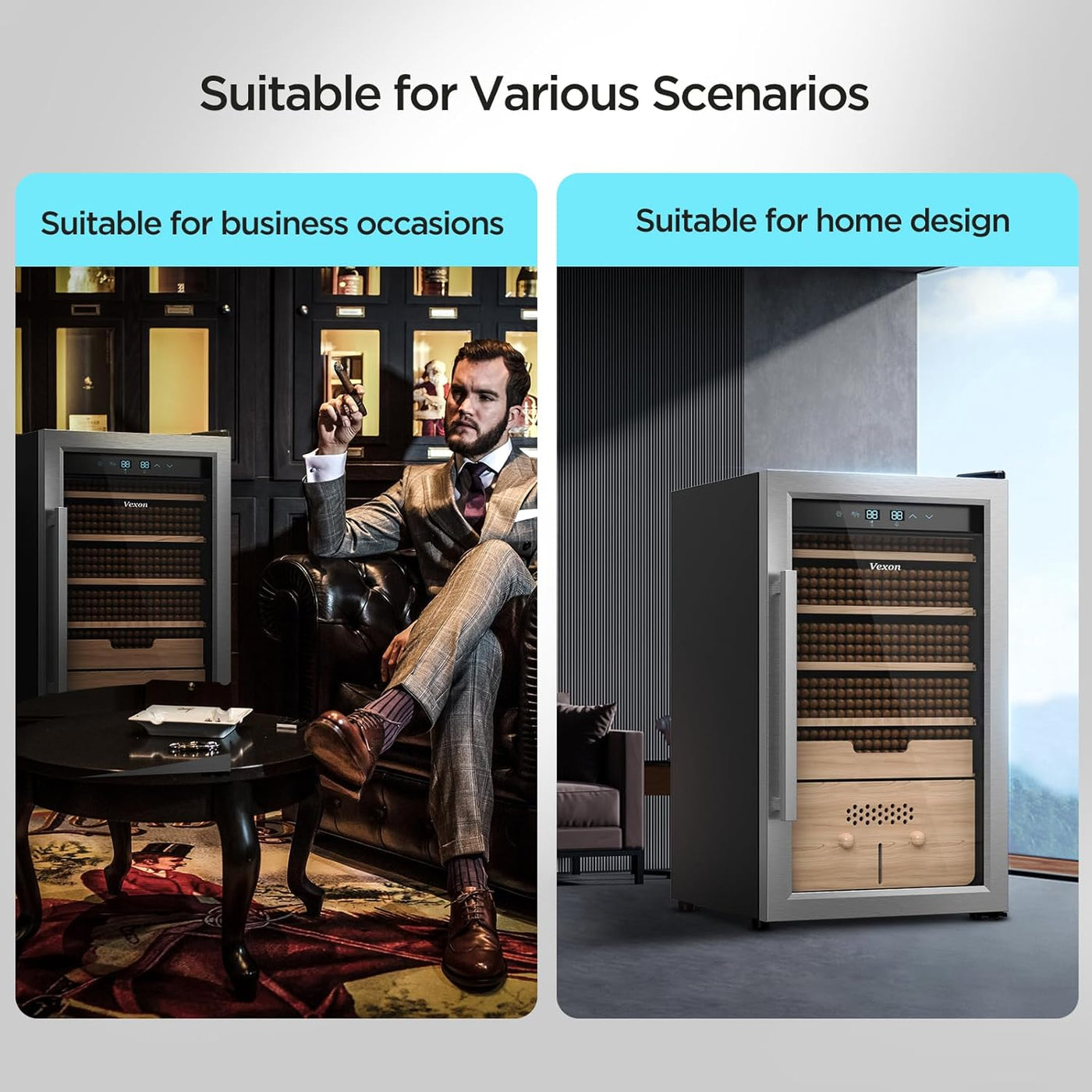 Vexon Electric Humidor, 486 Counts Cigar Cooler Humidor, Heating & Humidity Control - $330