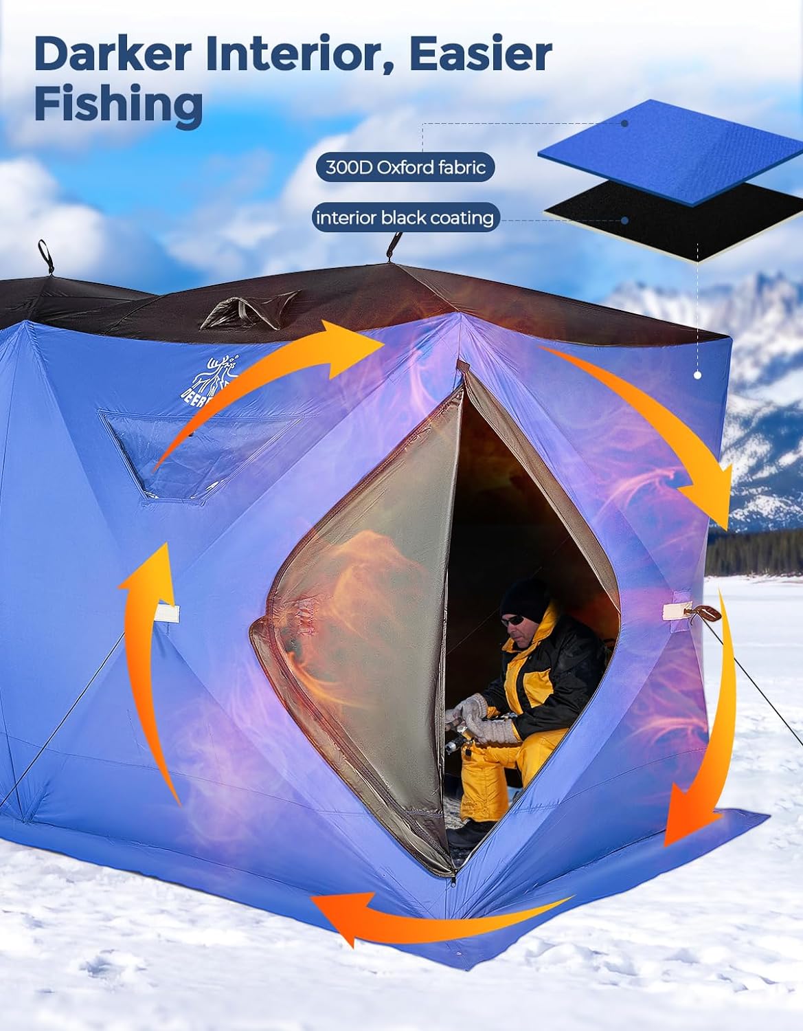 DEERFAMY Ice Fishing Shelter, 3/4/6/8 Person Ice Fishing Tent