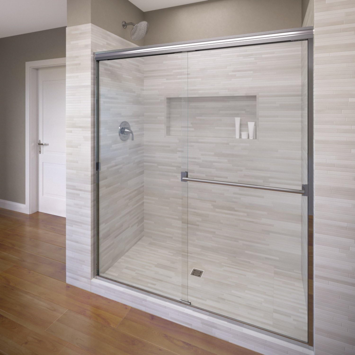 Basco Classic Sliding Shower Door, Fits 40-44 inch opening, Clear Glass - $230