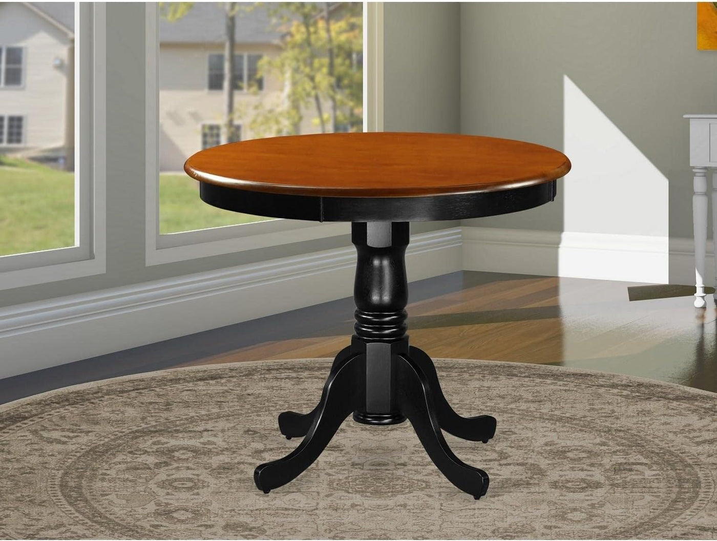 East West Furniture ANT-BLK-TP Antique Kitchen Dining Table, 36x36 Inch - $75