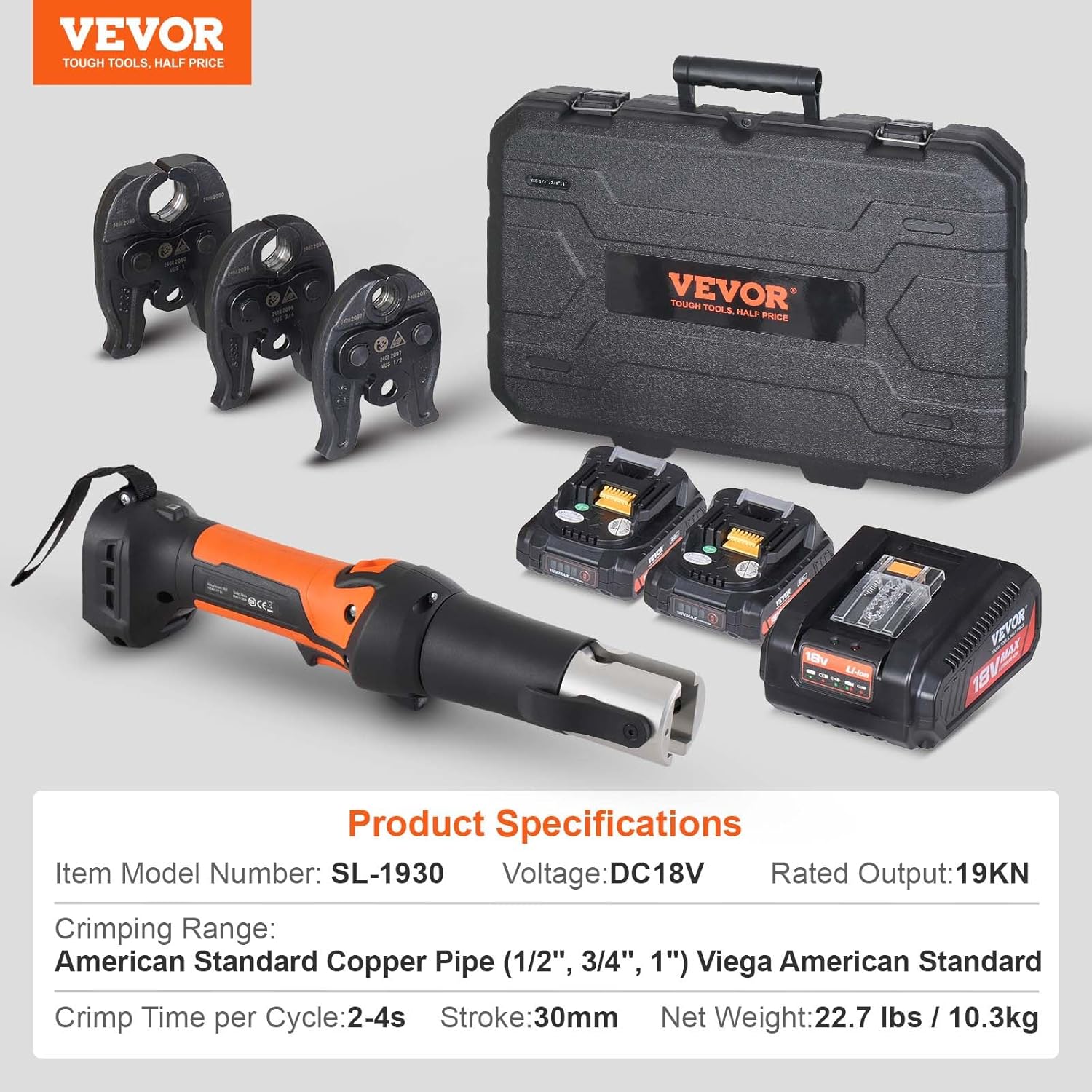 VEVOR Mini ProPress Tool, 18V Electric Pipe Crimping Tool for 1/2", 3/4" - $450