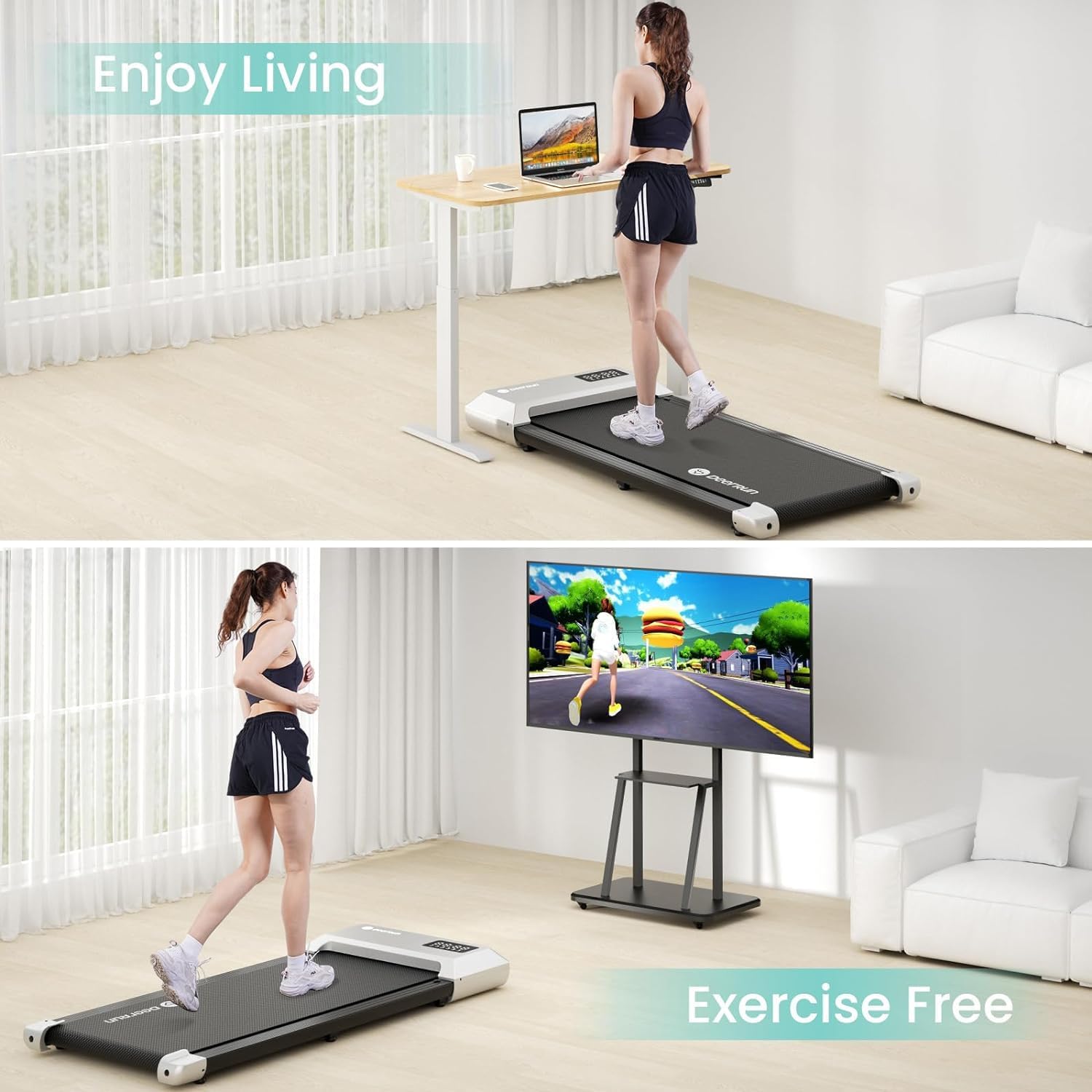 Walking Pad 2 in 1 Treadmills for Home with Remote Control 100