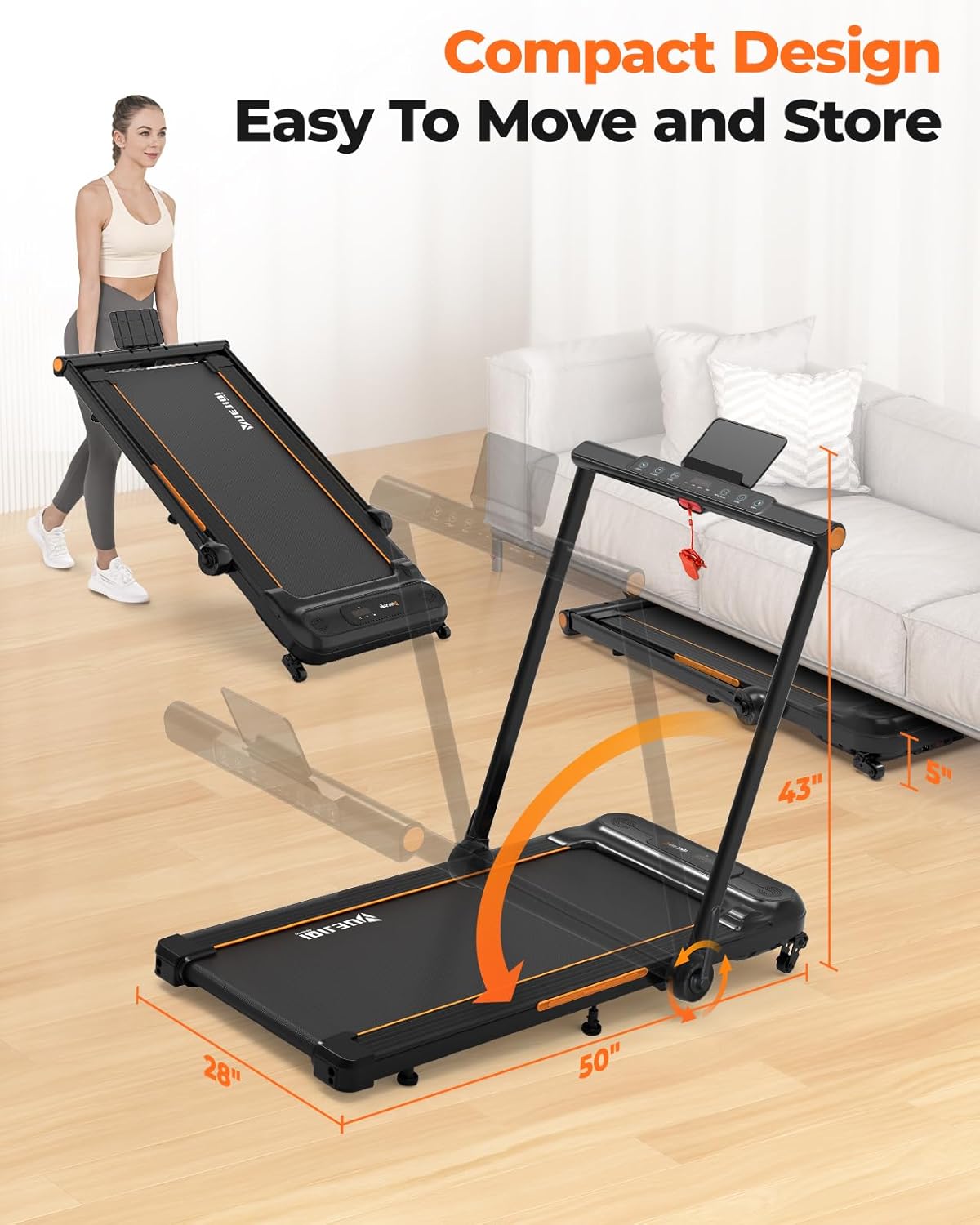 Walking Pad with Incline, 3.5HP Foldable Treadmill for Home Office Small Space - $180