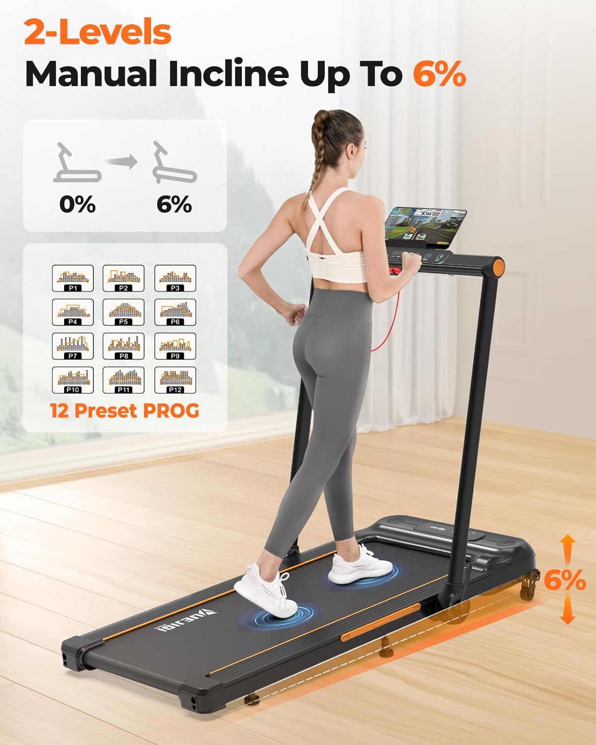 Walking Pad with Incline, 3.5HP Foldable Treadmill for Home Office Small Space - $180