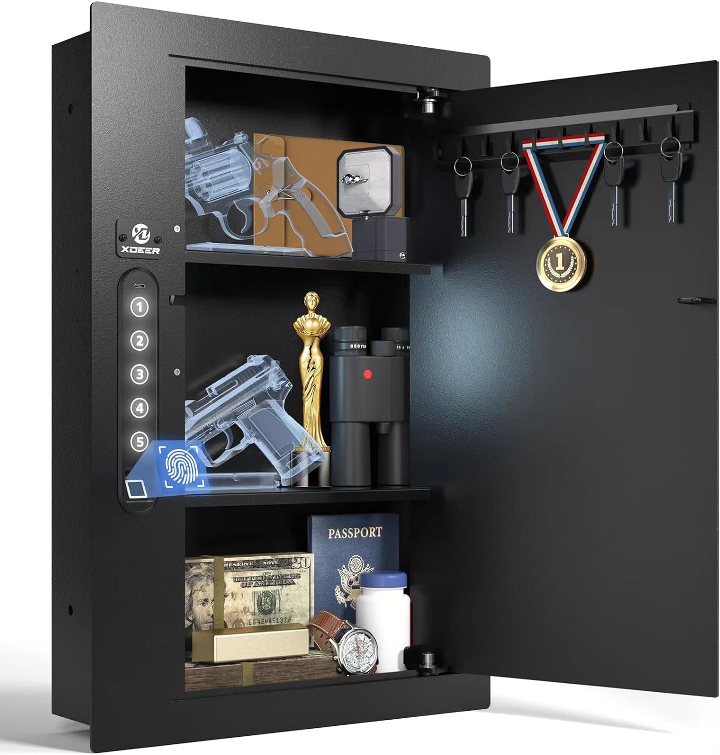 XDeer Security Flat Wall Safes In-Wall Hidden Safes Biometric Safes - $100