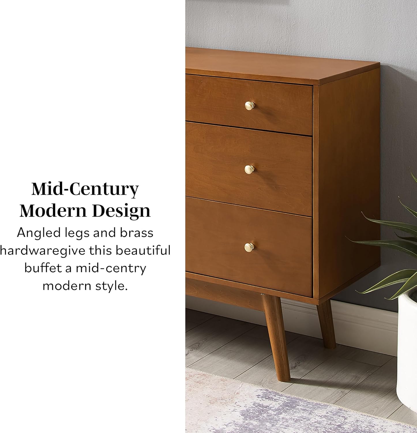 Walker Edison Mid-Century Modern Wood Kitchen Buffet Sideboard Entryway - $340