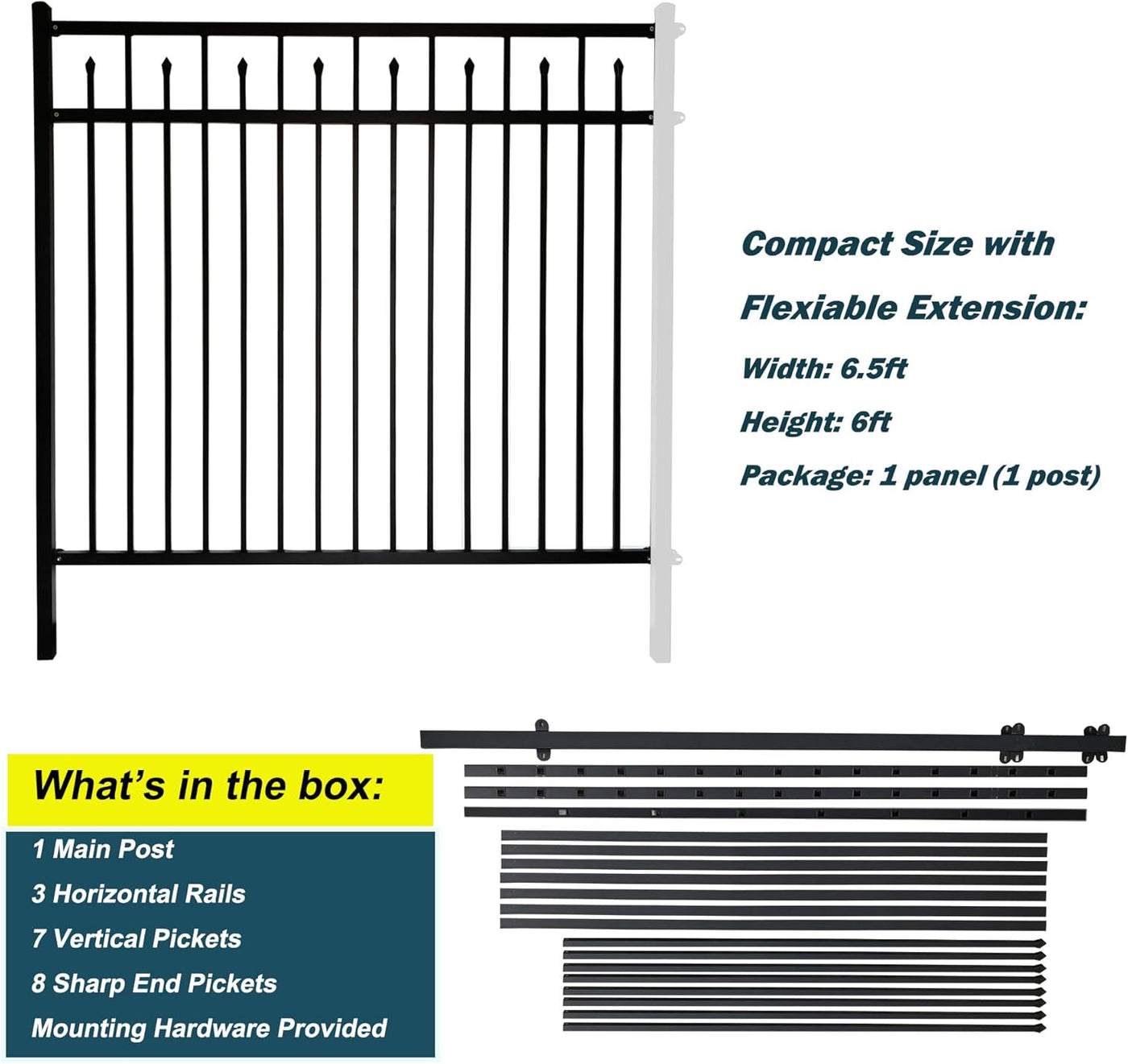 Metal Fence Panels, 6ft H x 6.5ft W Galvanized Steel Fence Panel, Decorative Fence - $105