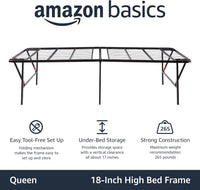 Amazon Basics Bed Frame with Storage, Foldable Metal Platform, Queen Size, Black - $60