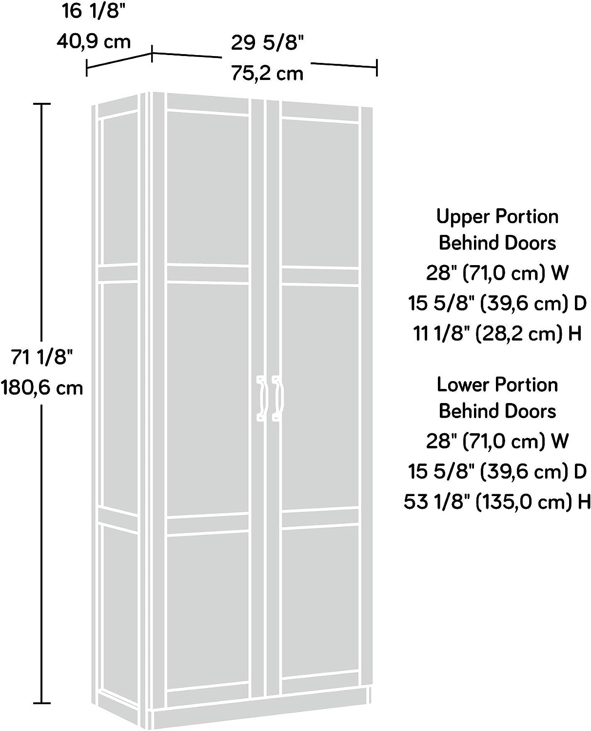Sauder Miscellaneous Storage Pantry cabinets, L: 29.61" x W: 16.10" x H: 71.10" - $110
