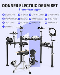 Donner DED-200 Electric Drum Sets with Quiet Mesh Drum Pads, 2 Cymbals w/Choke - $240