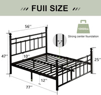 Feonase Full Size Metal Platform Bed Frame with Headboard & Footboard - $80