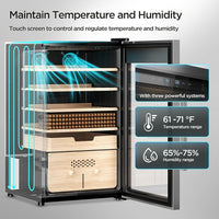 Vexon Electric Humidor, 486 Counts Cigar Cooler Humidor, Heating & Humidity Control - $330