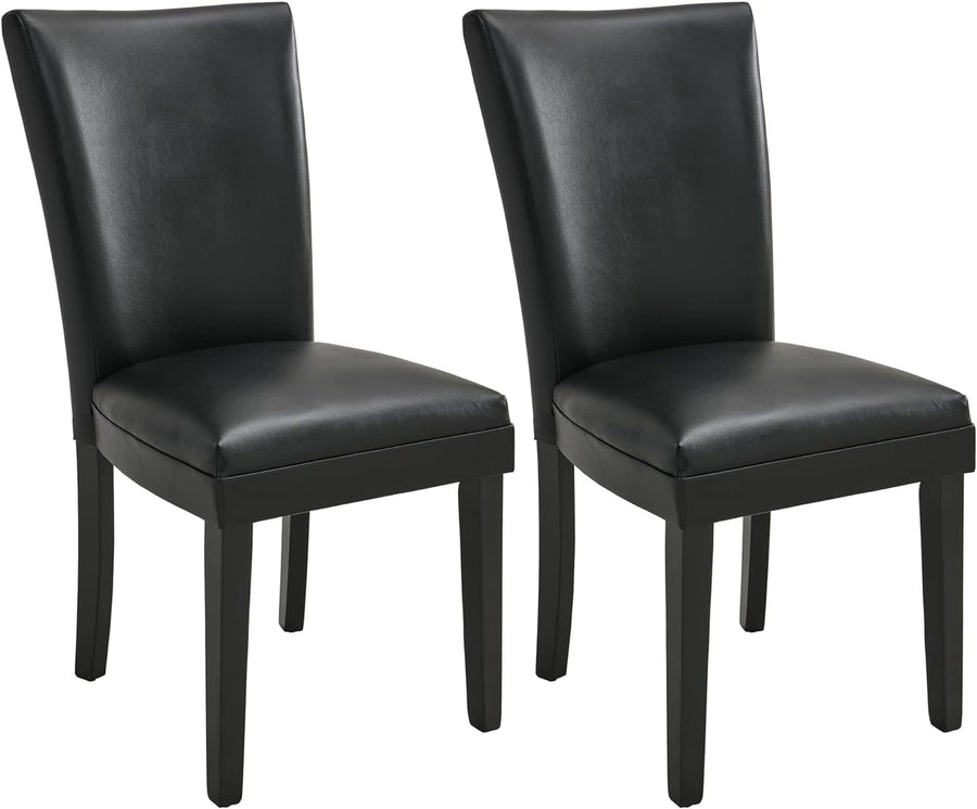 Black Parsons Chairs Faux Leather Upholstered Dining Room Chairs, Midnight Black - $140