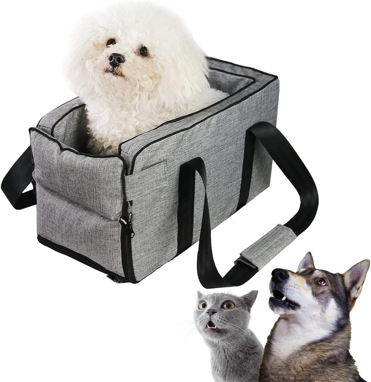 Foldable Dog Car Seat, Small/Medium Pet Booster Seat, Gray - $10