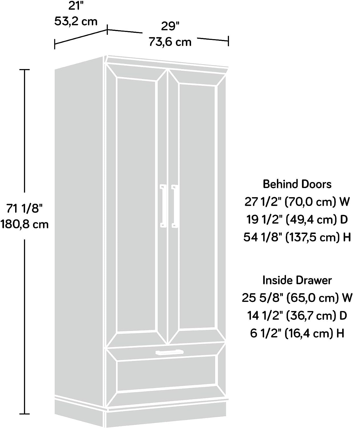 Sauder HomePlus Wardrobe, L: 28.98" x W: 20.95" x H: 71.18", Dakota Oak finish - $160