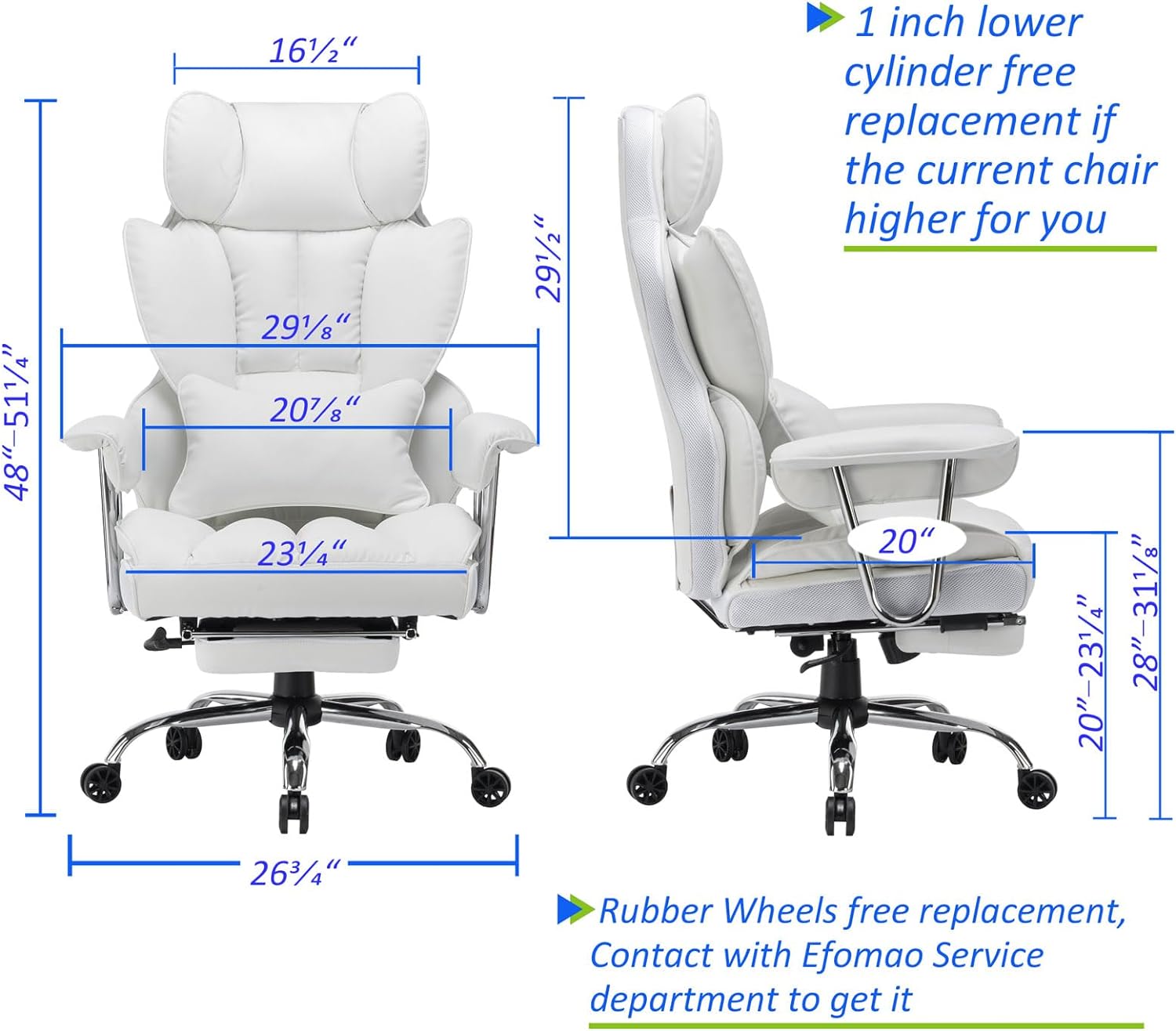 Efomao Desk Office Chair 400LBS, Big and Tall Office Chair, PU Leather Chair - $150