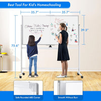 maxtek Rolling Whiteboard, 72x40 Large Double-Sided White Board Dry Erase - $160