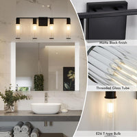 Bathroom Light Fixtures, 4-Light Farmhouse Bathroom Vanity Light, Black - $40