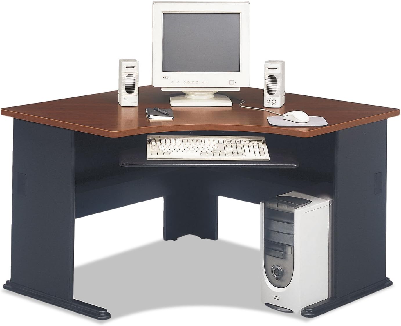 Bush Business Furniture Series A 48W Corner Desk in Hansen Cherry and Galaxy - $190