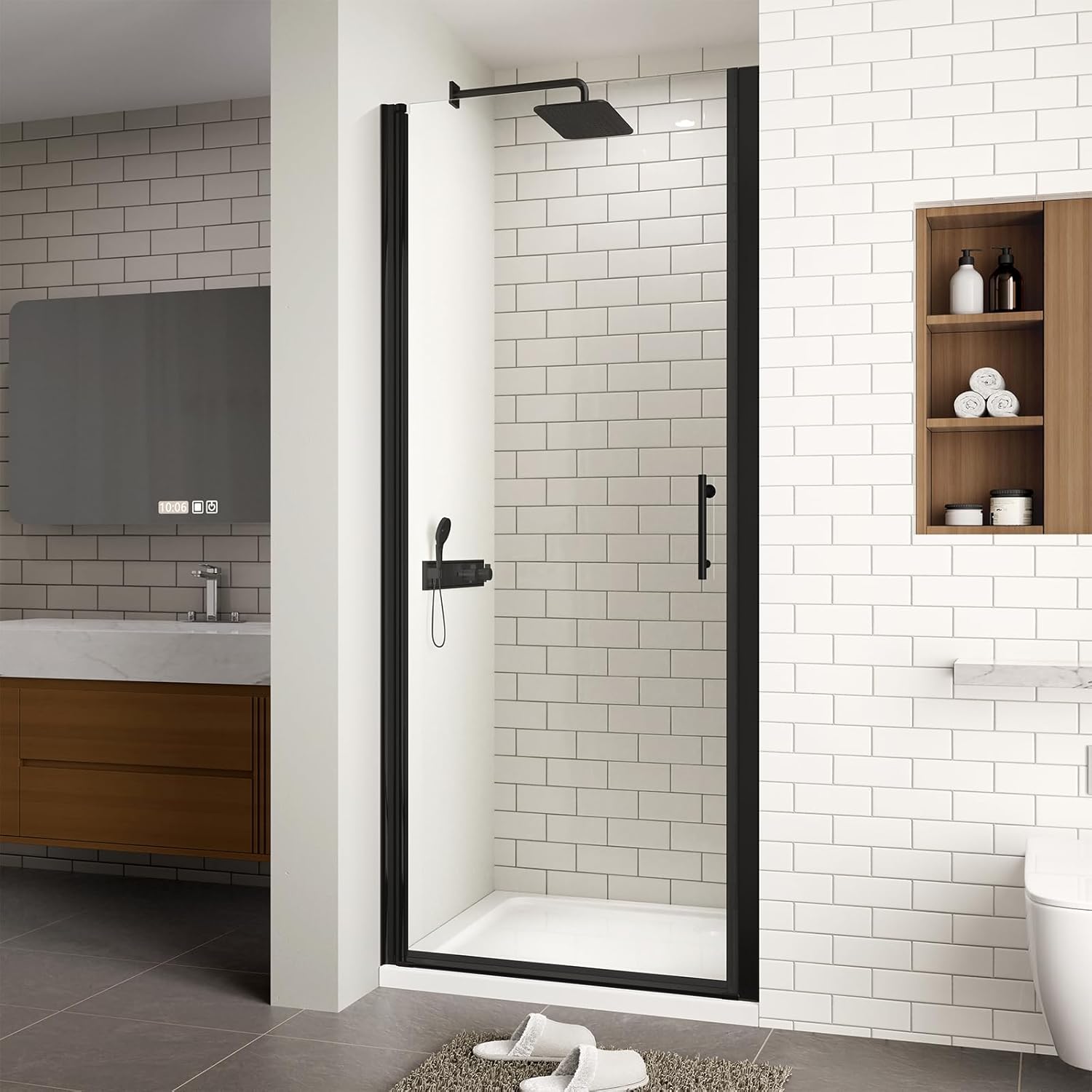 28-29.4" W x 72" H Frameless Pivot Shower Door, 1/4" (6mm) Clear Tempered Glass - $145